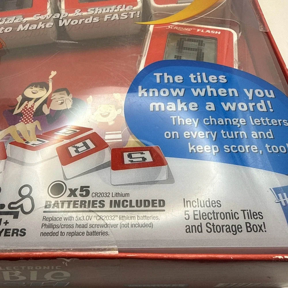 2010 Hasbro Scrabble Flash Electronic Word Family Age 8+ Game New Sealed